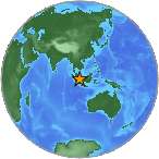 Small globe showing earthquake